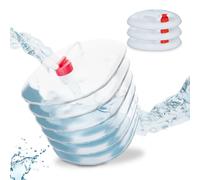Relaxdays Folding Water Canisters, Set of 4, 15 litres, with Tap, Camping Container, BPA-Free Plastic, Transparent/Red