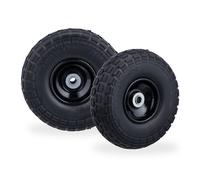 Relaxdays Set of 4 PU Wheelbarrow Tyres Black