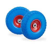 Relaxdays Set of 4 PU Wheelbarrow Tyres Blue/Red