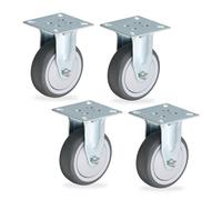 Relaxdays Set of 4 Rubber Castors