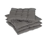 Relaxdays Set of 4 Seat Cushions, 38 x 38 cm, Chair Pads with Ties, Indoor & Outdoor, Polyester Cover, Grey