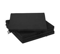 Relaxdays Set of 4 Seat Cushions, 39.5 x 39.5 cm, Chair Pads with Ties, Indoor & Outdoor, Polyester Cover, Black