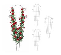 Relaxdays Set of 4 Steel Trellises for Climbing Plants, 100 x 40 cm, Black