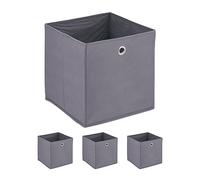 Relaxdays Set of 4, Foldable, HWD: 30x30x30 cm, Fabric Storage Box with Handle, Open Shelf Basket, White, Iron, 30 x 30 x 30 cm