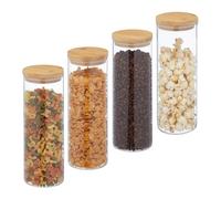 Relaxdays Set of 4 Storage Jars with Lid 1600 ml