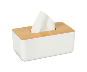 Relaxdays Set of 4 Tissue Boxes with Bamboo Top