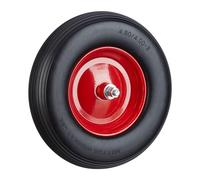 Relaxdays Set of 4 Solid Rubber Wheelbarrow Tyres with Axle, 4.80 4.00-8, 100 kg Capacity, Flat-Free, Black/Red