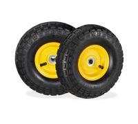 Relaxdays Set of 4 Wheelbarrow Tyres Black/Yellow