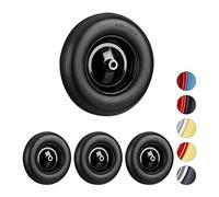 Relaxdays Set of 4 Wheelbarrow Wheels 4.80 4.00-8, Solid Rubber, Steel Rim, Spare Tire, 100kg Capacity, Black