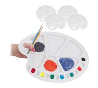 Relaxdays Set of 5 Mixing Palettes, Plastic, Colour Blending, 2 x 34.5 x 25 cm, with Grip Hole, with 20 Moulds, Natural