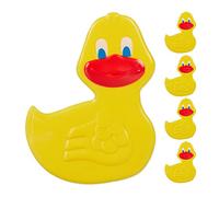 Relaxdays Set of 5 Non-Slip Bath Stickers, Duck Design, Shower Pads with Suction Cups, for Kids, HxW: 10 x 13 cm, Yellow