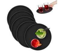 Relaxdays Set of 5 Serving Tray, rubber, Black, 28 cm