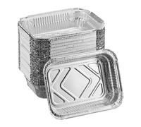 Relaxdays Aluminium Baking Trays, Set of 50, HWD: 4.5 x 18.5 x 13cm, Square Barbecue Dishes, Drip Pans, Grilling, Silver