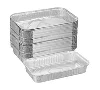 Relaxdays Set of 50 Aluminium, HWD: 4.5 x 31 x 21 cm, Square, BBQ Drip Tray for Indirect Grilling, Silver
