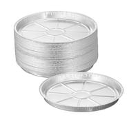 Relaxdays Set of 50 Aluminium Plates, HxØ: 2.5 x 27.5 cm, Round, Catering, BBQ Drip Tray for Indirect Grilling, Silver