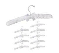 Relaxdays Set of 50 Satin Clothes Hangers, Soft Padding, 360° Swivel Hooks, Decorative Bow, 38 cm Wide, White