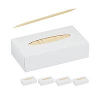 Relaxdays Set of 5000 Toothpicks, Wooden, Thin, Dental Care, Snack Pick, Crafts, Cocktail Sticks, 6.5 cm, Natural