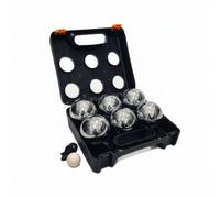 Relaxdays Boule Balls, 6 Steel Balls, Set with Target Ball, Measuring Tool & Case, Boule Game, Black/Silver