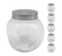 Relaxdays Set of 6 Candy Jars 480ml with Stainless Steel Lids, Clear/Silver, 10.5 x 10.5 x 8 cm