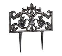 Relaxdays Set of 6 Flower Bed Fences, Cast Iron, Single Panel, Spikes,Lawn Edging, Nostalgic, HxWxD: 37x36x2cm, Bronze