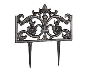 Relaxdays Set of 6 Flower Bed Fences, Cast Iron, Single Panel, Spikes,Lawn Edging, Nostalgic, HxWxD: 37x36x2cm, Bronze