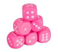 Relaxdays, Set of 6, HxWxD: 7.5 x 7.5 x 7.5 cm, Toy Dice for Kids, Nursery & Preschool, Soft Foam Cube, Pink