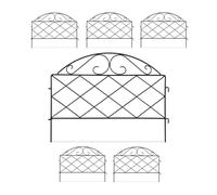 Relaxdays Lawn Edging, H x W: 40 x 54.5 cm, 6 Components, Garden Flowerbed Border, Push-In, Metal, Vintage Look, Black