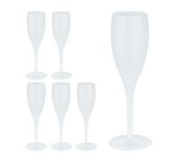 Relaxdays Set of 6 Plastic Champagne Flutes 100 ml