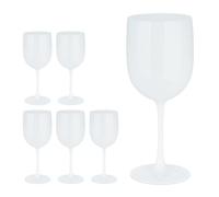 Relaxdays, Plastic Wine Glasses, Set of 6, Shatterproof, BPA Free, 400 ml, Reusable, Cups for Camping & Parties, White