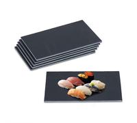 Relaxdays Slate Plates, Set of 6, Rectangular Serving Platters, 26 x 16 cm, Cheese Board, for Sushi & Desserts, Black