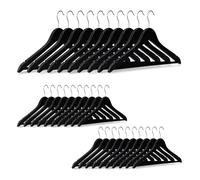Relaxdays Set of 60 Wooden Coat Hangers Black
