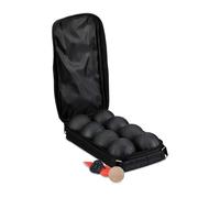Relaxdays Boules Set, 8 Steel Balls, with Target, Distance Measure & Carrying Bag, Lawn Bowling, Outdoor Game, Black, Nylon, 31 x 16 x 7 cm