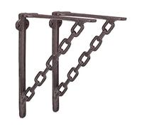 Relaxdays Set of 8 Cast Iron Shelf Brackets, Antique Look, Extraordinary Chain Design, Support for Shelves, Rusty Brown