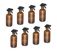 Relaxdays Set of 8 Glass Spray Bottles, 500 ml, Refillable, Nozzle, Mist & Stream, Hair & Plant Care, Cleaning, Brown, 21 x 9.5 x 7.5 cm