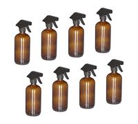 Relaxdays Set of 8 Glass Spray Bottles Brown 500ml
