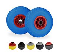 Relaxdays Set of 8 Hand Truck Rim Tyres Blue/Red