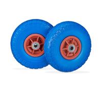 Relaxdays Set of 8 PU Wheelbarrow Tyres Blue/Red