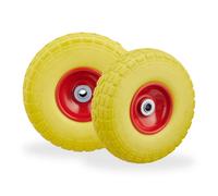 Relaxdays Set of 8 PU Wheelbarrow Tyres Yellow/Red