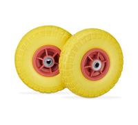 Relaxdays Set of 8 PU Wheelbarrow Tyres Yellow/Red