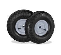 Relaxdays Set of 8 Wheelbarrow Tyres Black/Grey