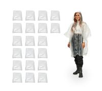 Relaxdays Set of 80 Disposable Rain Poncho, Raincoat with Hood, Unisex, Transparent
