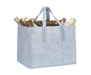 Relaxdays Set of 9 Firewood Felt Baskets Grey