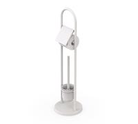 Relaxdays Set, Stainless Steel, H x D: 79 x 22 cm, Standing Paper, Toilet Brush Holder, White, Plastic Foam