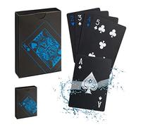 Relaxdays Set, Waterproof, 2 Poker Decks with 54, Synthetic Playing Cards, with Joker, Black, 9 x 6.5 x 2 cm