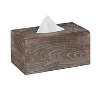 Relaxdays Shabby Tissue Box, Paper Tissue Box Cover with Sliding Floor, Wooden Dispenser Case, HWD: 13x26.5x14.5cm, Brown