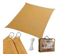 Relaxdays Shade Sail, 2x3 m, breathable HDPE, garden & balcony, with eyelets & ropes, rectangular, sand