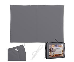Relaxdays Shade Sail, Rectangular, Water-Repellent, UV-Protection with Tethers, Balcony Canopy, Various Sizes, Grey
