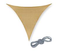 Relaxdays Shade sail, Triangular, HDPE Fabric, UV stabilised, Canopy, with tensions Ropes, Size 3 x 3 x 3 m, Sandy Brown