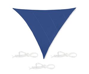 Relaxdays shade sail, water-repellent, UV protection, triangular canopy with tension ropes, garden, 6x6x6 m, dark blue, Polyester, 0.1 x 600 x 510 cm