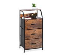 Relaxdays Shelf, 3 Drawers, 2 Shelves, Vintage Look, Industrial Design, HxWxD: 92 x 45 x 30 cm, Black/Brown